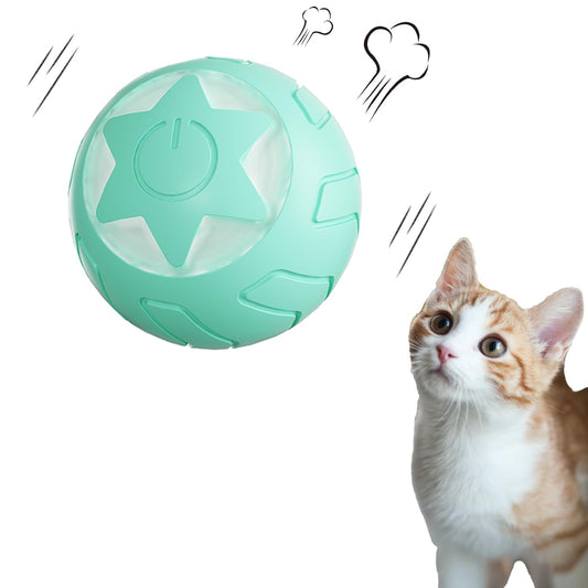 Peticularz Interactive Cat Toy Ball with LED Light Wloom Automatic Moving Cat Toy Powerball 2.0 for Cats & Dogs Indoors Cats Entertainment & Movement Stimulation Ideal Toy for Cats Kitten (Blue)