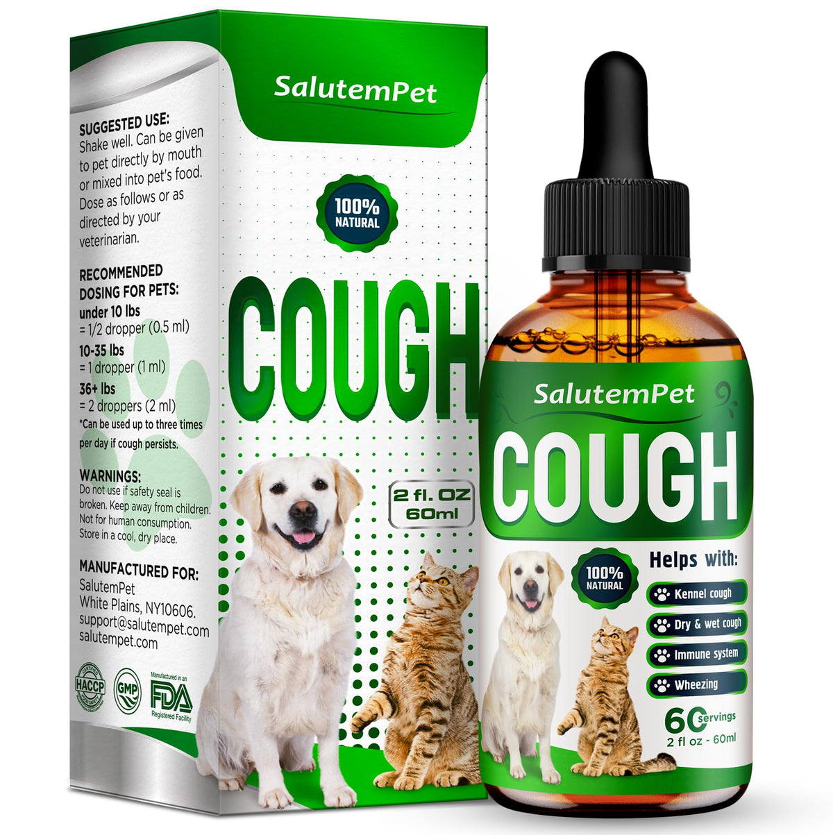 Dog Cough Treatment | Kennel Cough Treatment for Cats | Dog Cough Suppressant | Dog Cough | Dog Coughing Treatment Liquid | Kennel Cough for Cats | Cough Suppressant for Dogs & Cats | 2 Oz