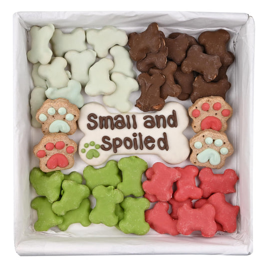Wufers Small Dog Spoiled Dog Cookie Box | Dog Treats for Small Dogs | Handmade Hand-Decorated Dog Treats | Dog Gift Box Made with Locally Sourced Ingredients | Small Dog