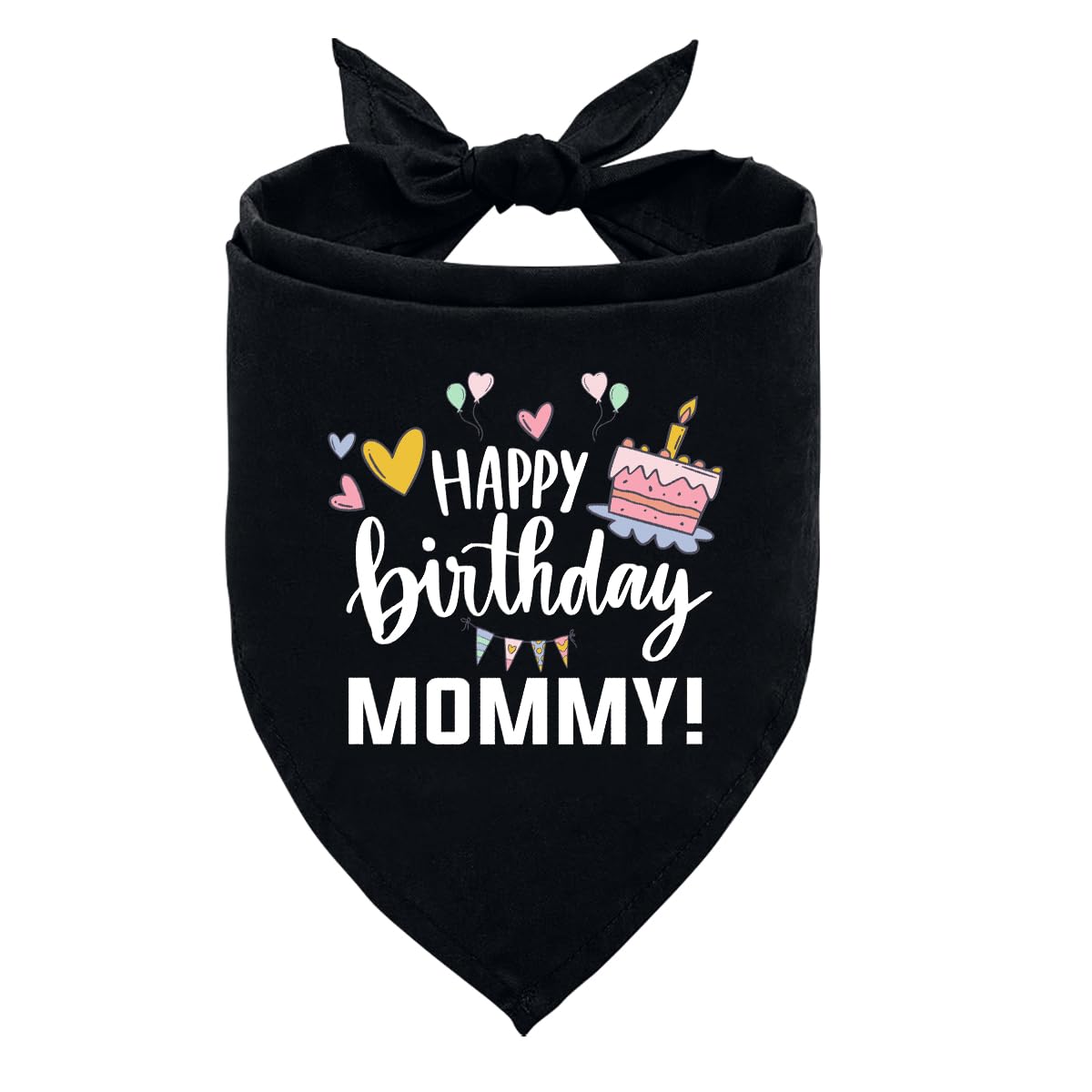 Happy Birthday Mom Dog Bandana Black Dog Bandana Pet Dog Scarf Accessories Pet Dog Triangle Scarf Funny Cute Dog Bandana Dog Bandana for Large Dogs Gift for Dog Lover (L)