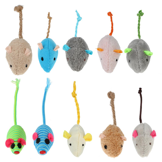 10 Pack Cat Mice Toys Catnip Toy Cats Mouse Plush Cat Toys Mouse Interactive Toy Catnip-Filled Mice Toys Biting Toys for Cats for Indoor Cats Realistic Design 10 Color