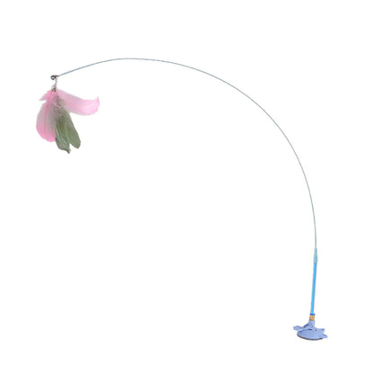 Interaction Suction Cup Cats Teasing Stick Toy for Cats Indoor Exercising Feathered Wand Hunting Rod Toy Cats Teasing Supply