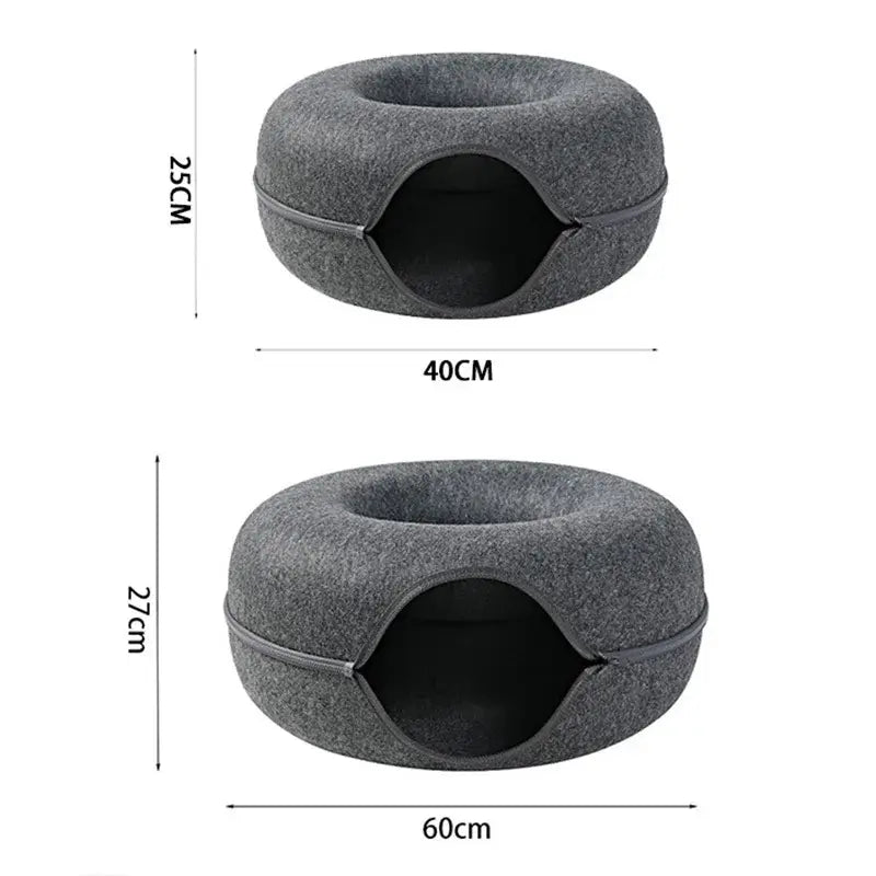 Cat Donut Bed Tunnel – Felt 2-in-1 Nest & Tunnel for Cats, Small & Large